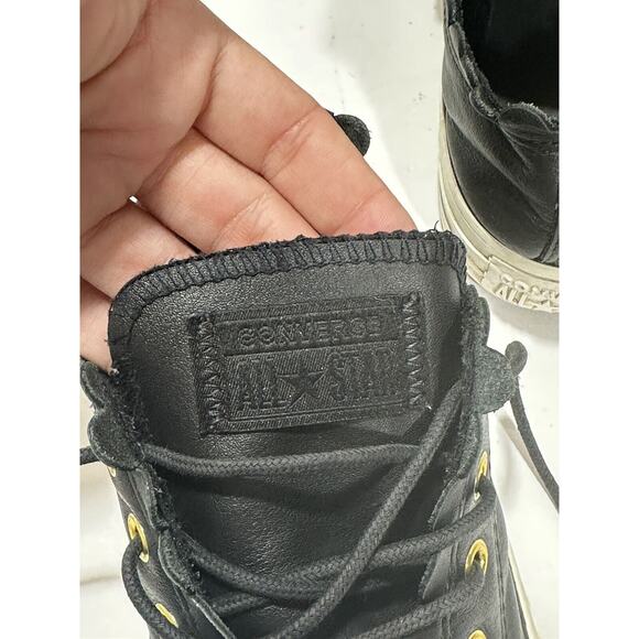 CONVERSE CT All Star Ox Womens Sz 7 Frilly Thrills Black Leather Scalloped Shoes - Picture 6 of 10